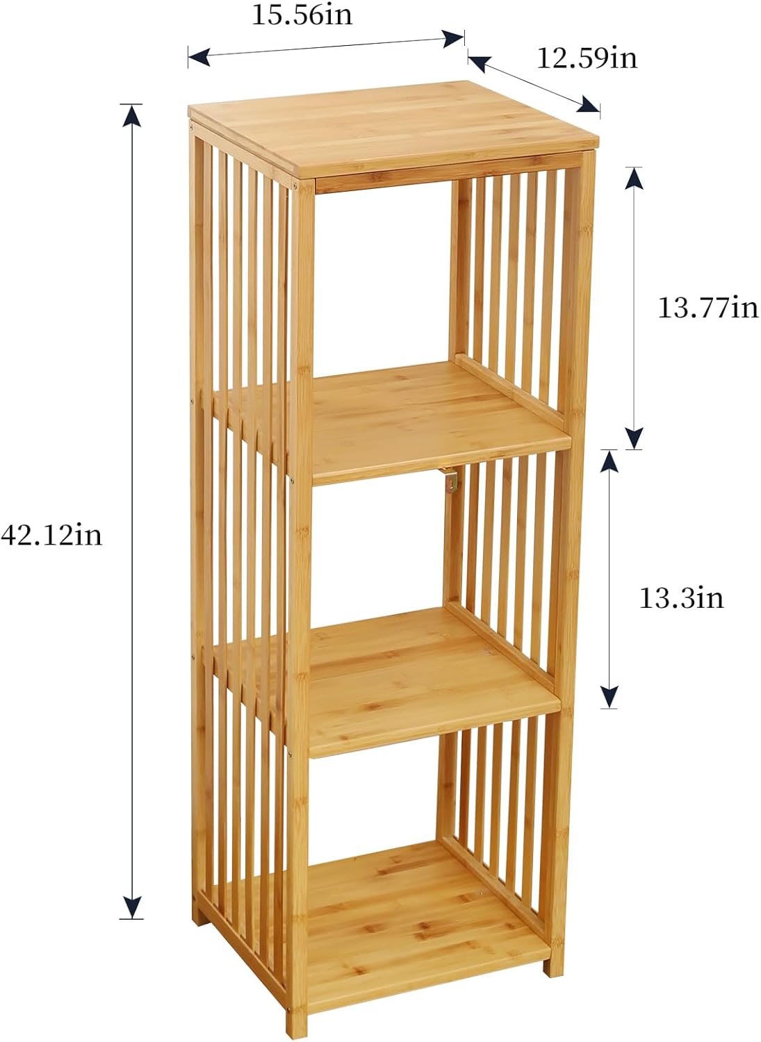 2026 Upgraded Natural Bamboo Multi-Purpose 4-Tier Storage Floor Cabinet, Freestanding bamboo bathroom cabinet , Multifunctional Floor Shelving Unit/ linen cabinet for Bathroom, Kitchen & Living Room
