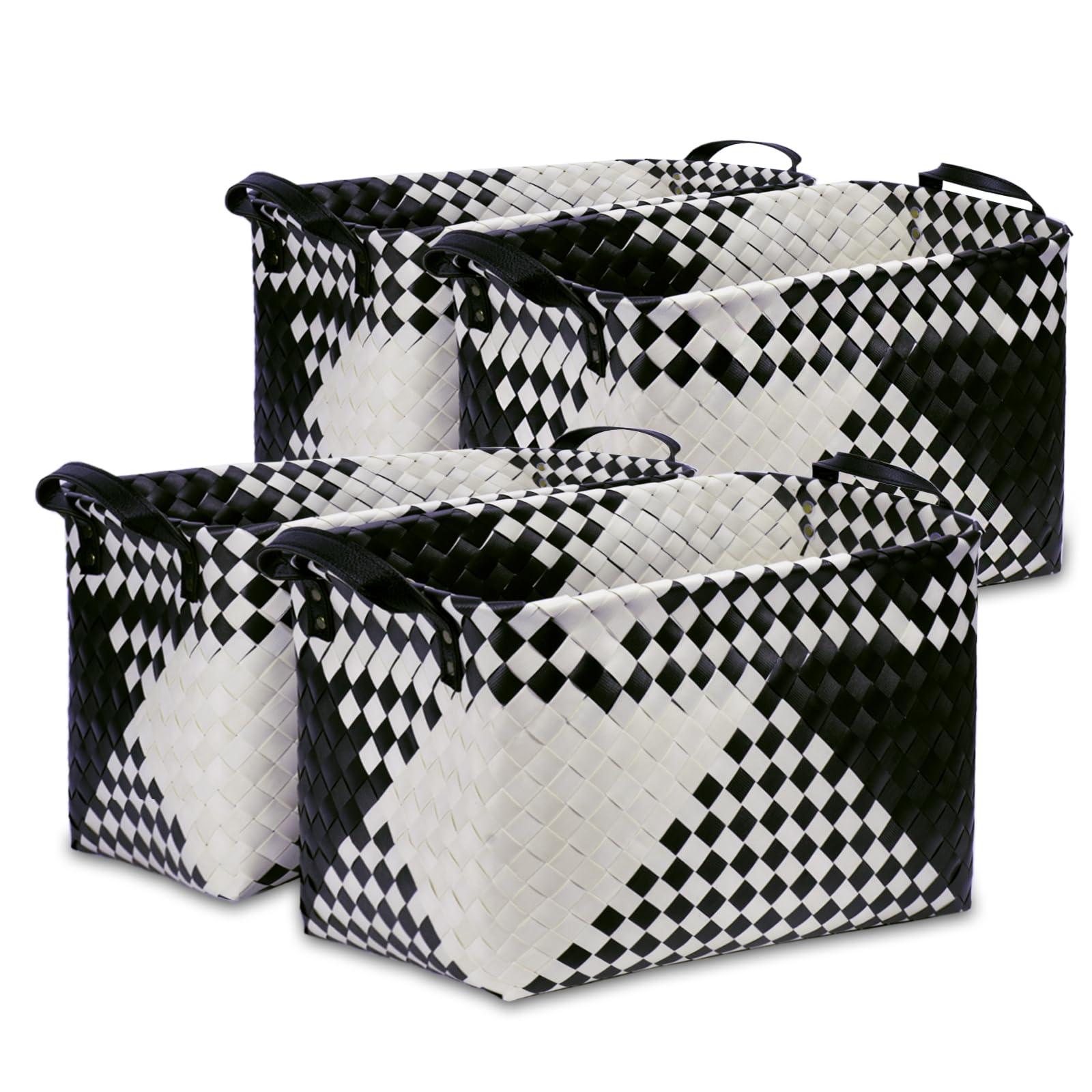 BROWNLILY Handwoven Clothes Basket Laundry Hampers Large Wicker Storage Baskets for Shelves Blankets Closet Storage Bins Car Bedroom Bathroom Organizers and Storage Bath (Pack of 4, Brown)