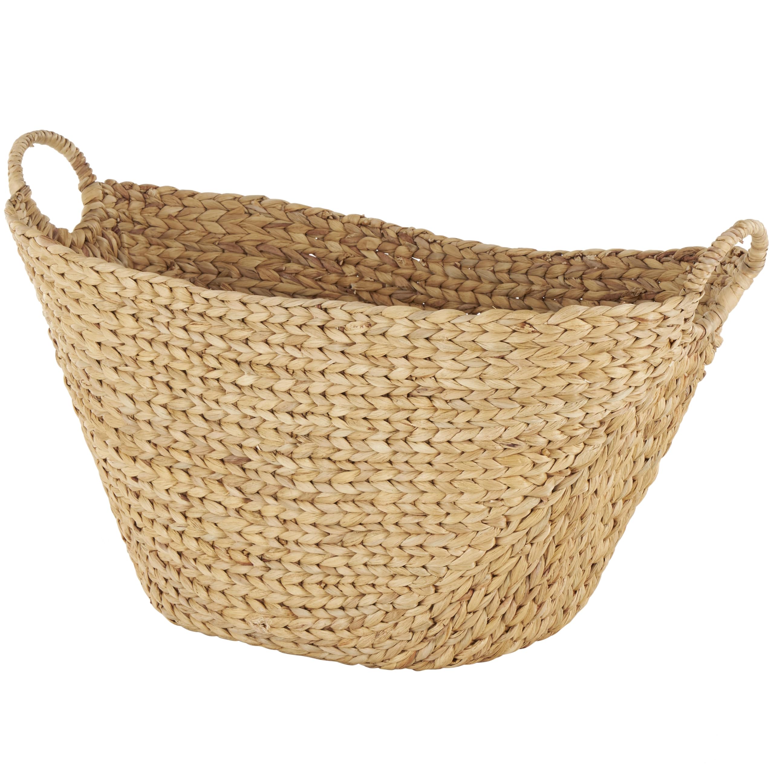 Deco 79 Seagrass Handmade Decorative and Functional Storage Basket Large Woven Basket Organizer with Ring Handles, Basket for Storage 20" x 18" x 19", Brown