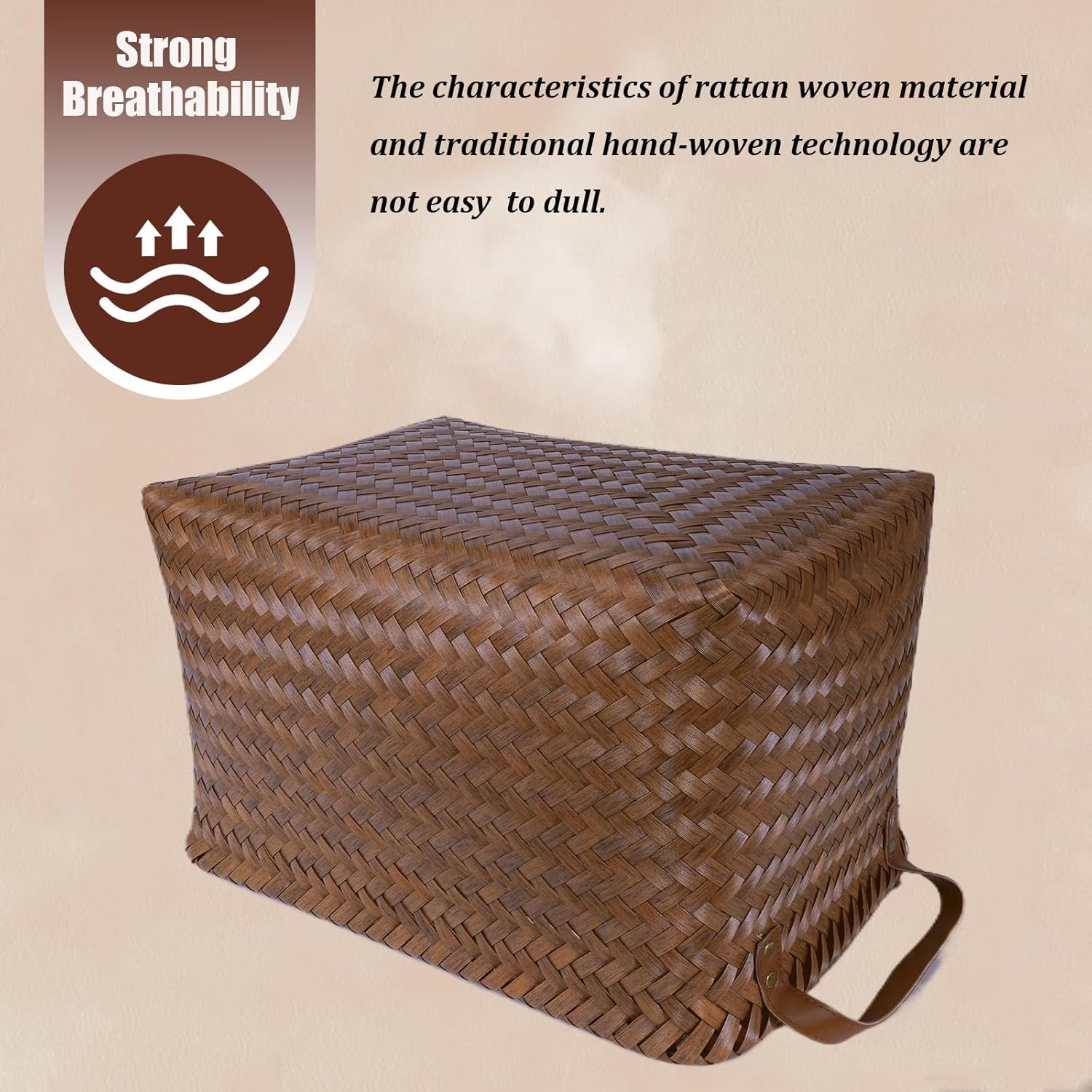 BROWNLILY Handwoven Clothes Basket Laundry Hampers Large Wicker Storage Baskets for Shelves Blankets Closet Storage Bins Car Bedroom Bathroom Organizers and Storage Bath (Pack of 4, Brown)