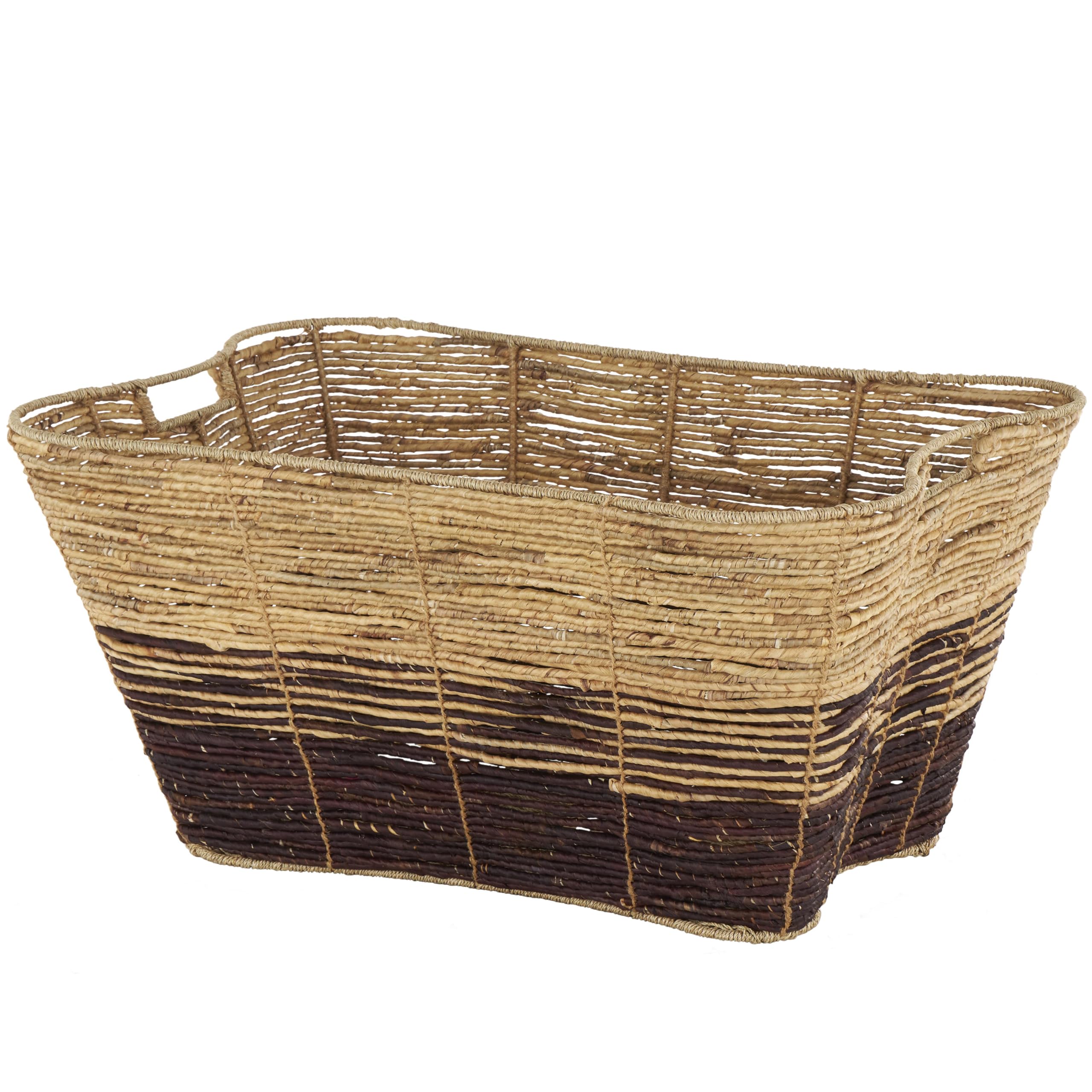 Deco 79 Seagrass Handmade Decorative and Functional Storage Basket Large Woven Basket Organizer with Ring Handles, Basket for Storage 20" x 18" x 19", Brown