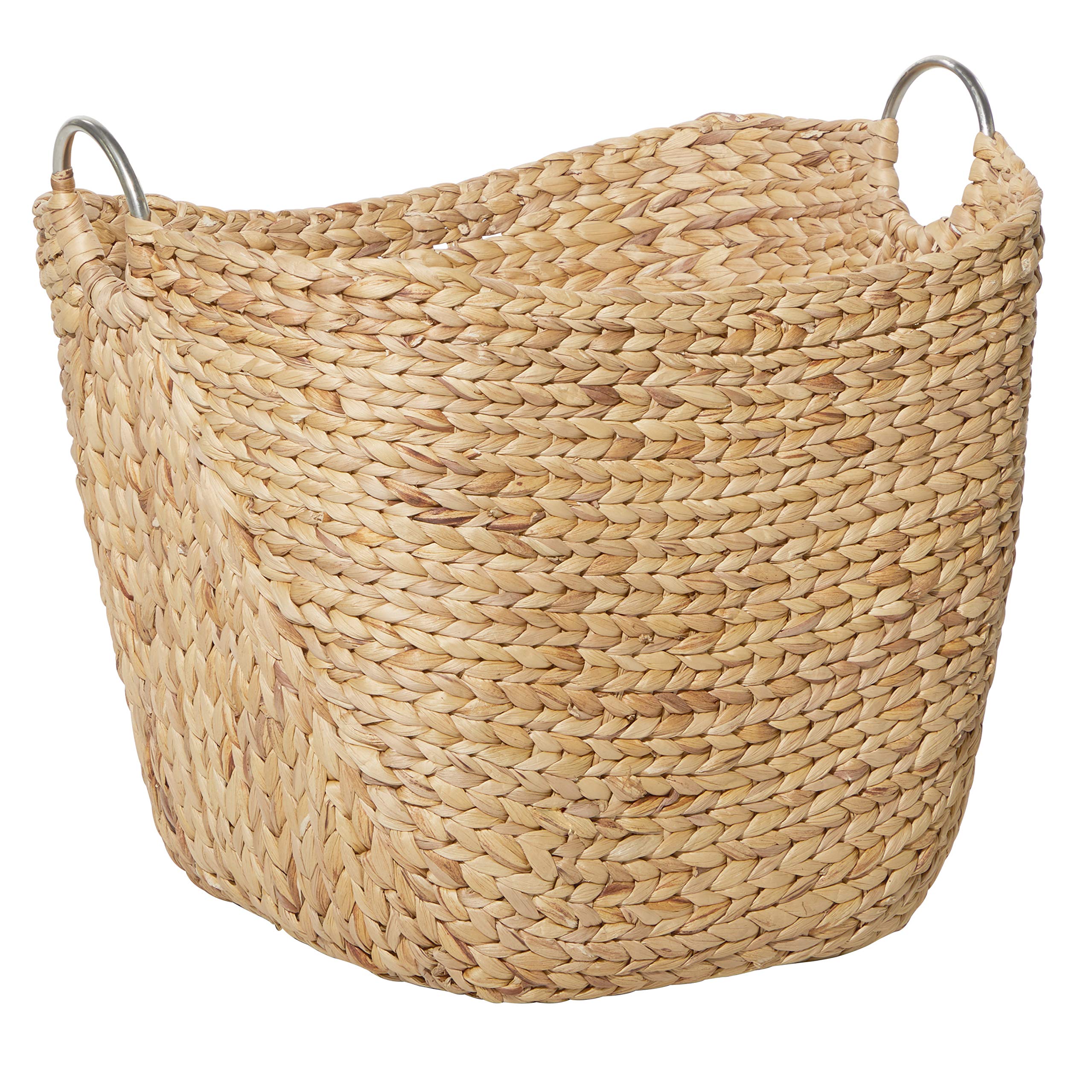Deco 79 Seagrass Handmade Decorative and Functional Storage Basket Large Woven Basket Organizer with Ring Handles, Basket for Storage 20" x 18" x 19", Brown